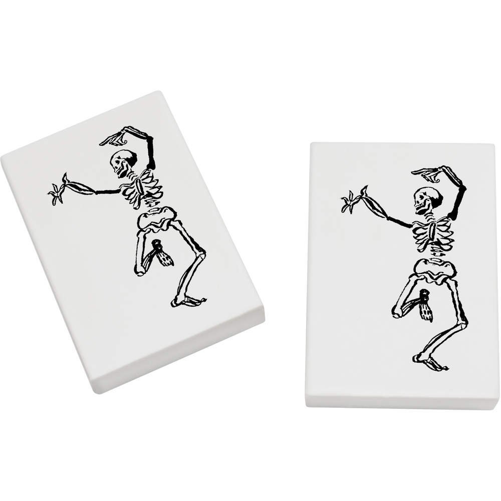 Azeeda 2 x 45mm 'Dancing Skeleton' Erasers/Rubbers (ER00006796)