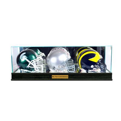 Triple Mini Helmet Display Case with Engraving