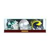 Triple Mini Helmet Display Case with Engraving view 1