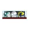 Triple Mini Helmet Display Case with Sport Moulding view 1