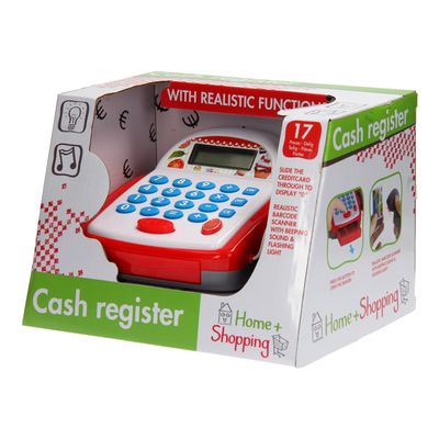 JohnToy 27597 Home and Shopping Toy Till with Light and Sound, Red