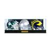 Triple Mini Helmet Display Case with Engraving and Conservation Glass (99% UV) view 1