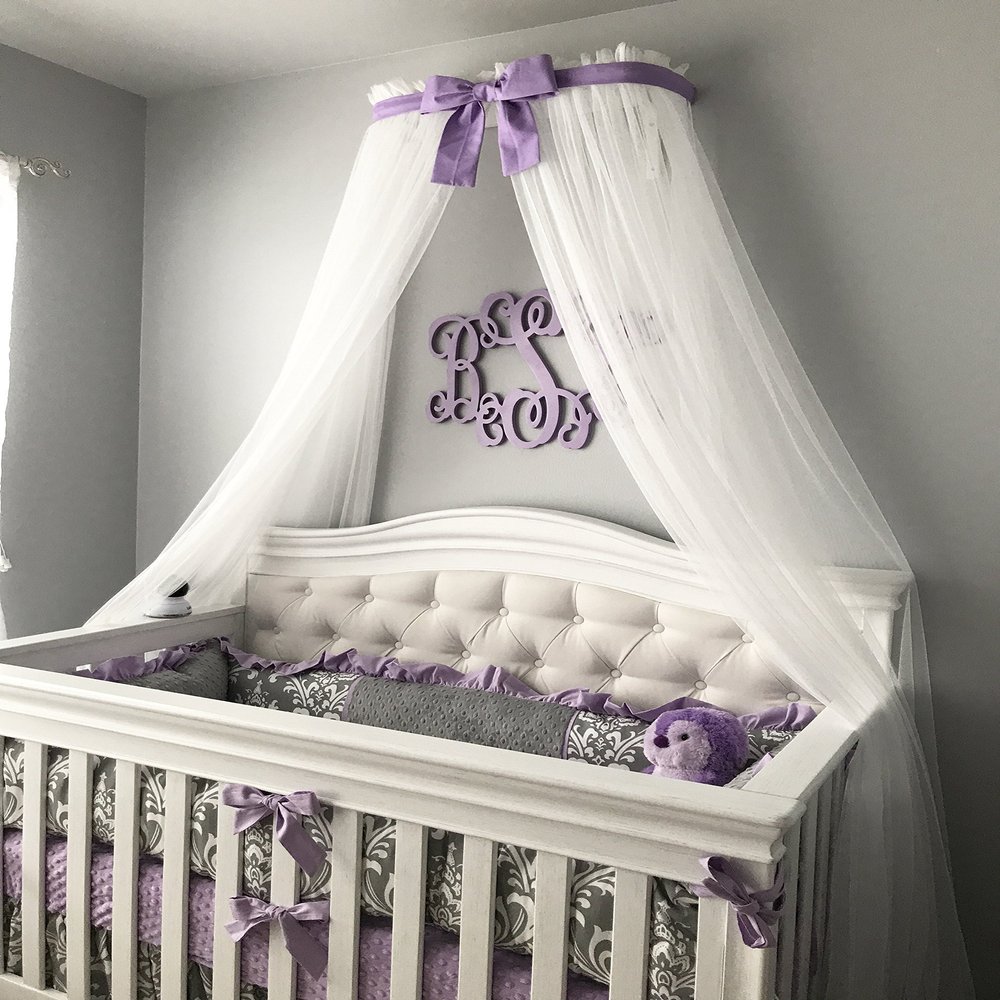 Bed canopy cornice CrOwN FrEe White Sheer drapery teester coronet Nursery Crib custom design So Zoey Boutique SALE