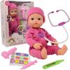 Interactive 16 Baby Doll Toy Doctor Kit with Light Up Heartbeat Sound Stethoscope, Pretend Role Play Accessories Set - Medical Checkup Playset Gift Pack for Kids, Girl Toddler  Pink, (16 Inch) view 1