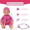 Interactive 16 Baby Doll Toy Doctor Kit with Light Up Heartbeat Sound Stethoscope, Pretend Role Play Accessories Set - Medical Checkup Playset Gift Pack for Kids, Girl Toddler  Pink, (16 Inch) view 3