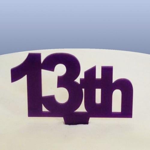 13th Celebration Cake Topper - Purple, 15 cm