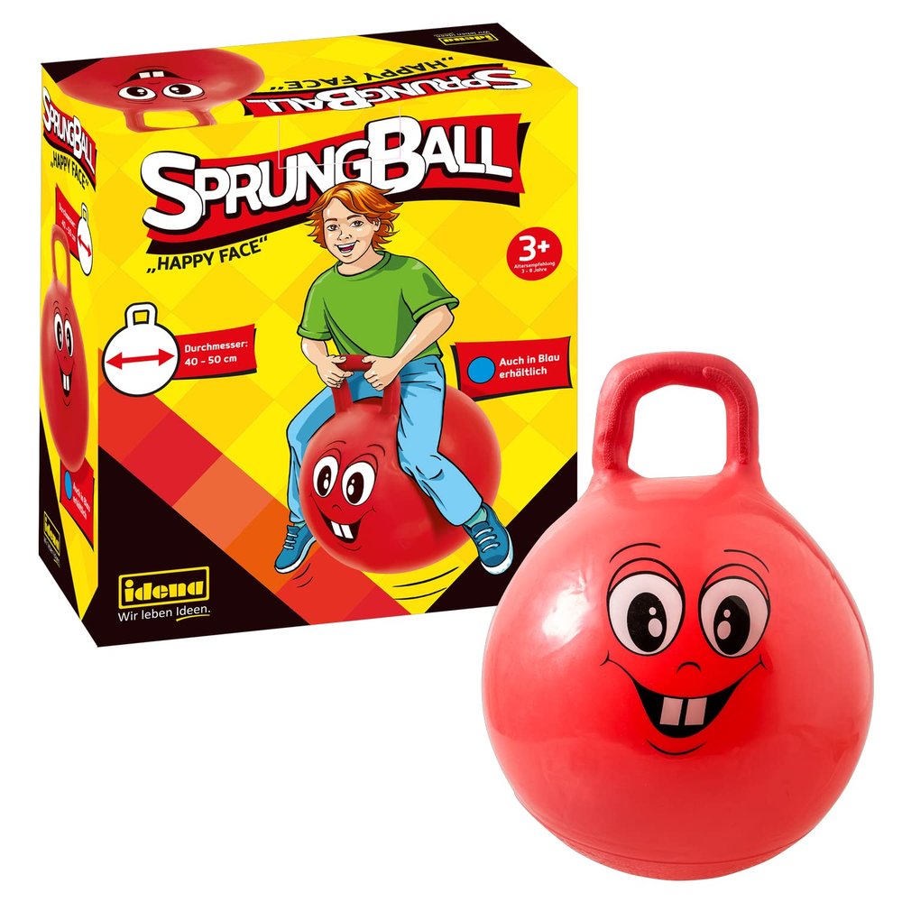 Idena 40093Jumping Ball Happy Face, 45-50cm, Red