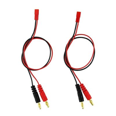 FLY RC 4mm 4.0mm Male Banana Plug Connector Charge Lead to JST 20awg Soft Silicon Charging Cable Wire 30cm 11.8inch Lipo Parts for RC Helicopter Quadcopter Lipo Battery Plug Charge (Pack of 2)