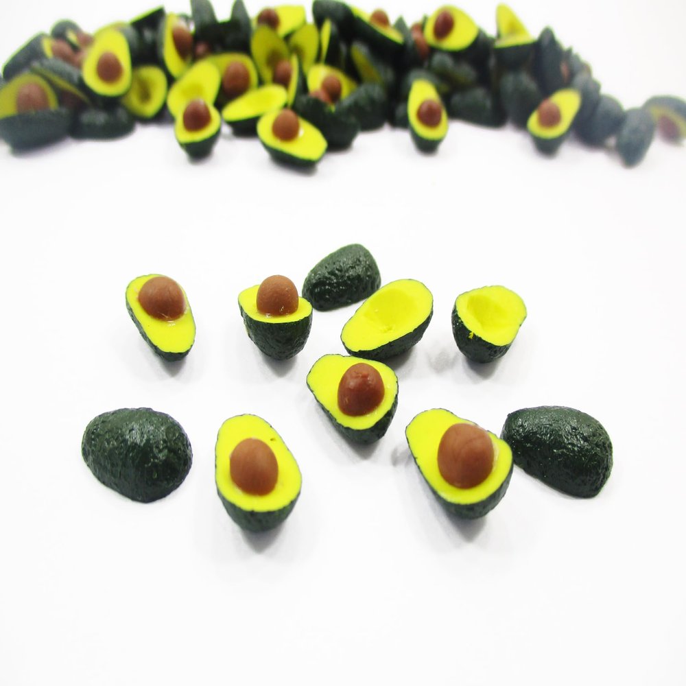 Dollhouse Miniatures Food Lot 10 Loose Half Avocado Fruit Supply Charms 14697