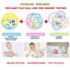 WEofferwhatYOUwant Baby Teether and Sensory Play Ball Set - 3 Piece Bundle with Rattle Teething Ring 2 BPA-Free Grasping Balls Safe Montessori Developmental Toys for Infants and Toddlers 0-6 Months view 2