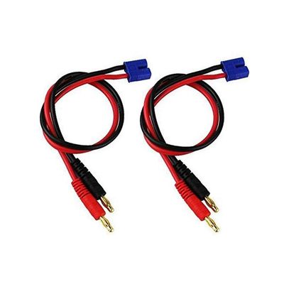 FLY RC 2pcs 4mm Male Banana Plug to EC2 Male Connector RC Balance Charge Lead Adapter 16AWG for Hubsan H501S X4 RC Quadcopter Lipo Battery