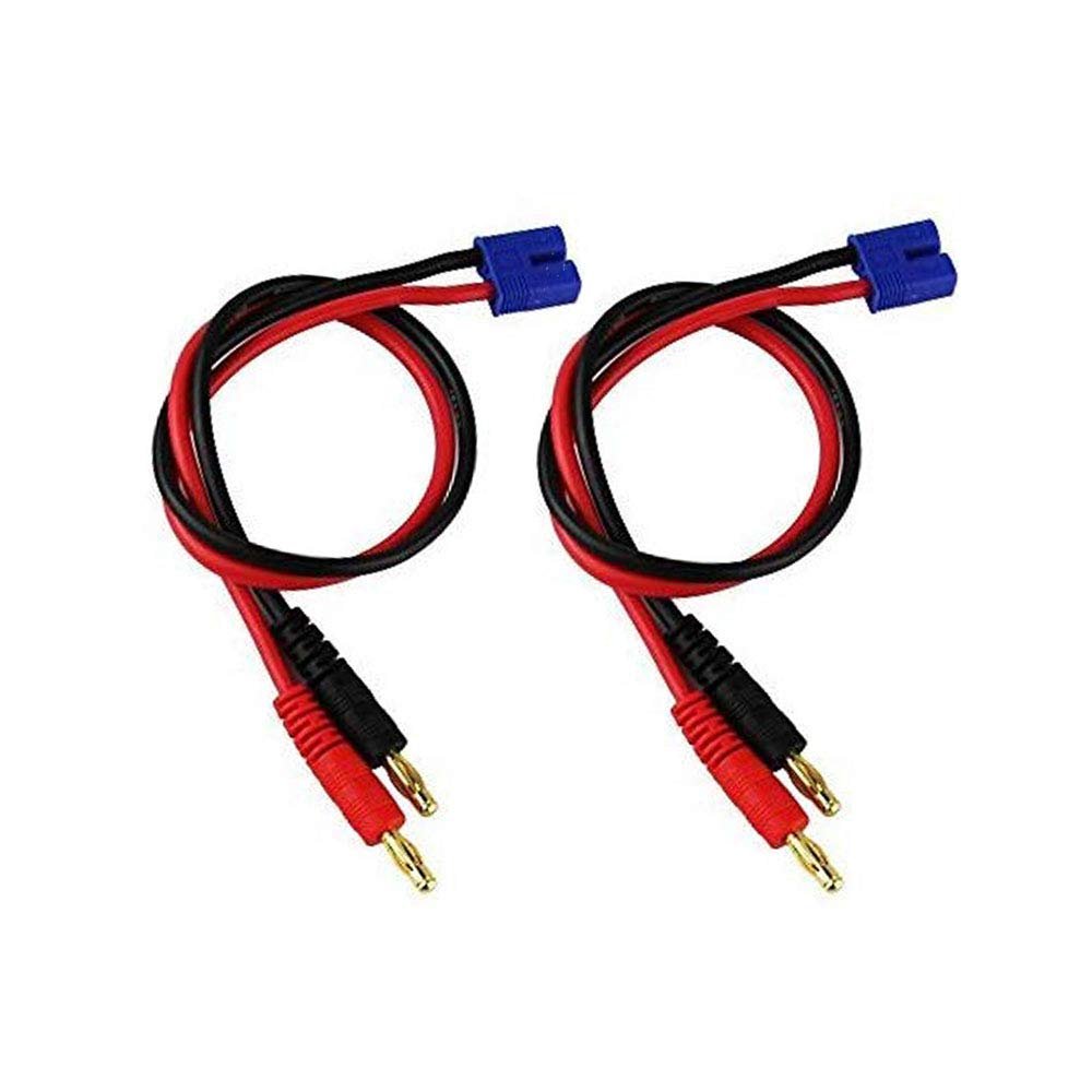 FLY RC 2pcs 4mm Male Banana Plug to EC2 Male Connector RC Balance Charge Lead Adapter 16AWG for Hubsan H501S X4 RC Quadcopter Lipo Battery