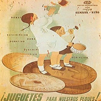 Children play with Toys over coins and use a drum Juguetes Para Nuestros Peques Poster Print by Oliver (18 x 24)