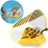 Free Swimming Baby Inflatable Baby Swim Float with Sun Canopy Size Improved Infant Pool Floaties Swimming Pool Toys for The Age of 3-36 Months(Yellow, Large) view 1