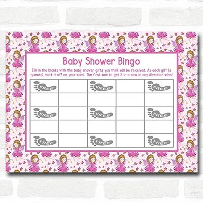 Girl Fairy Baby Shower Games Bingo Cards
