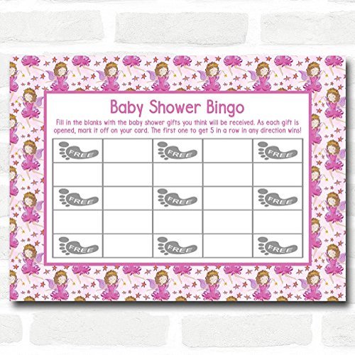 Girl Fairy Baby Shower Games Bingo Cards