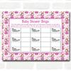 Girl Fairy Baby Shower Games Bingo Cards view 1
