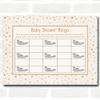 Neutral Gold Stars Baby Shower Games Bingo Cards view 1