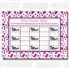Girls Pink & Purple Baby Shower Games Bingo Cards view 1