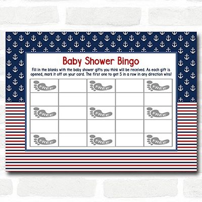 Nautical Baby Shower Games Bingo Cards