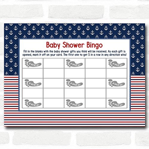 Nautical Baby Shower Games Bingo Cards