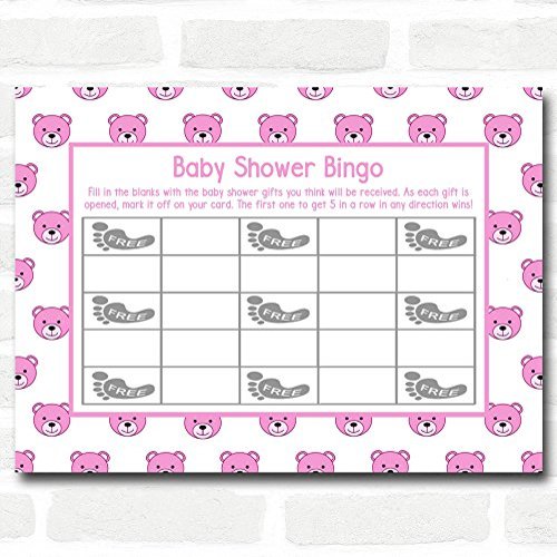 Girls Blue Teddys Baby Shower Games Bingo Cards
