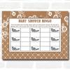 Burlap & Lace Baby Shower Games Bingo Cards view 1