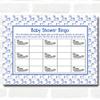 Boys Blue Rocking Horse Baby Shower Games Bingo Cards view 1