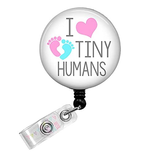 I LOVE Tiny Humans - Baby Feet - White - Button Badge Reel - BR0637