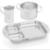 Children's Premium Stainless Steel Dinnerware Set | 1 Bowl with Handles, 1 Cup with Handle & 1 Divided Plate | Adorable Frog Design | Perfect for Babies, Toddlers & Kids | by Kiddobloom view 1