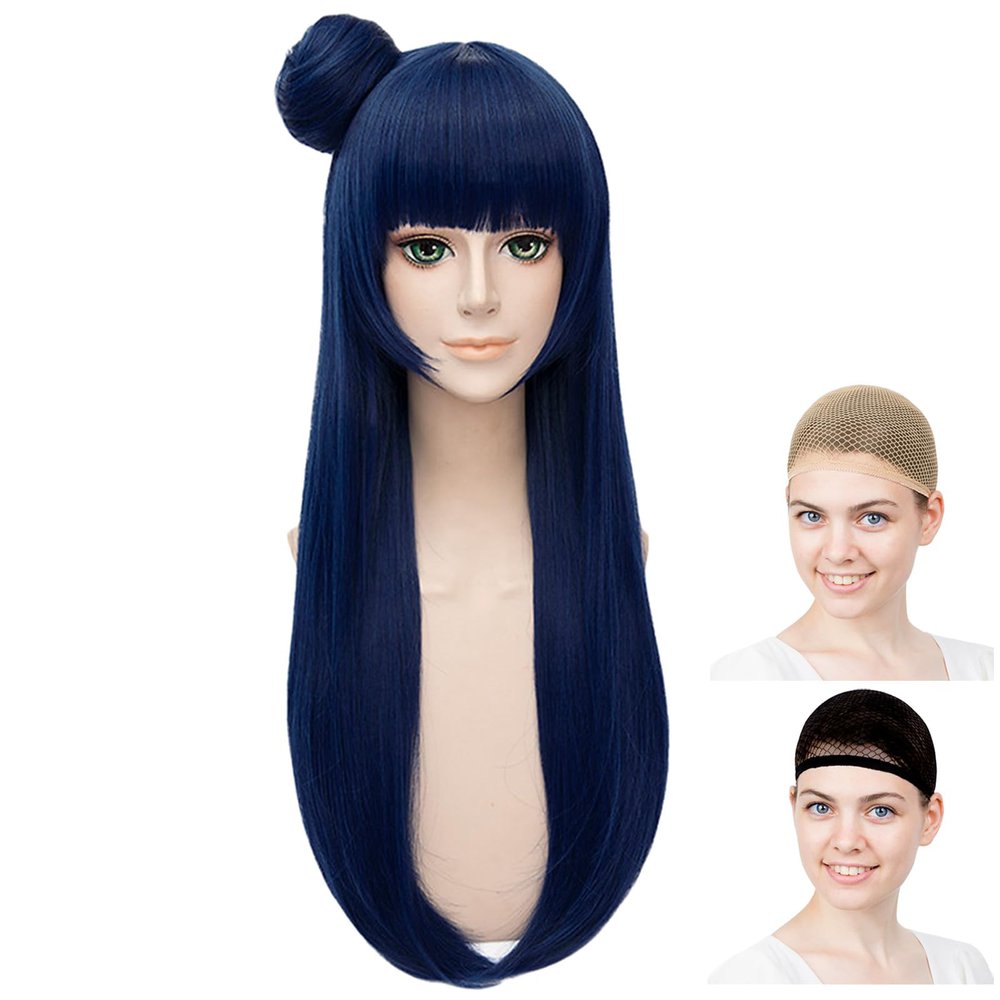 CaseEden LLS Series Yoshiko Tsushima Cosplay Wig, Navy, Set of 2