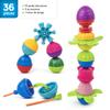Lalaboom 36 Piece Baby Toddler Beads  Montessori Educational Shape and Color STEM Construction Toy 10 Months to 3 Years - BL300, Multicolor view 3