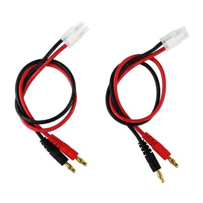 FLY RC 2packs Tamiya Charging Cable Connector to 4.0 4mm Banana Plug Balance Charge Cable 14awg 30cm 11.8in for RC Helicopter Quadcopter Lipo Battery
