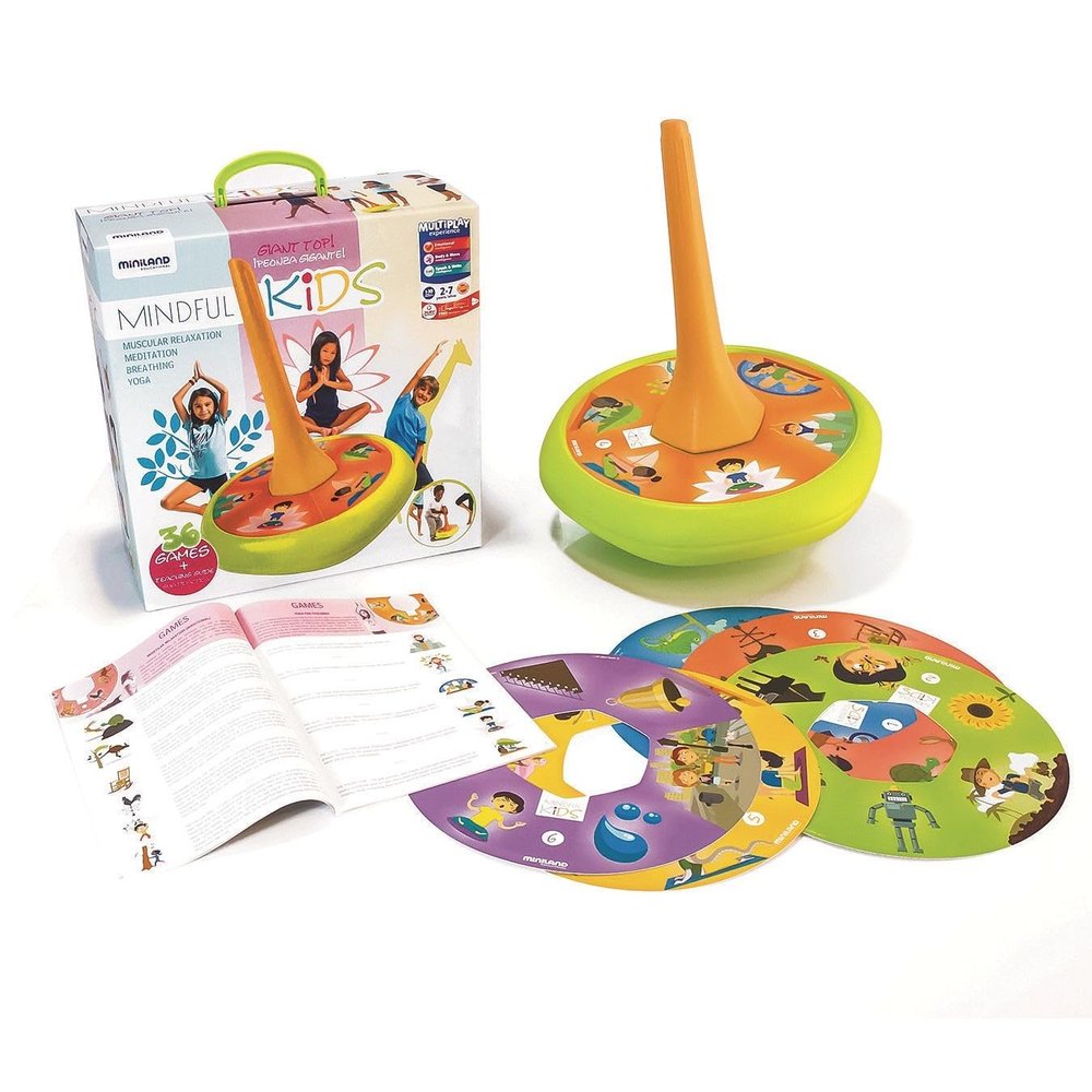Miniland Educational - Mindful Kids Spinning Top Learning Game, Orange/Yellow