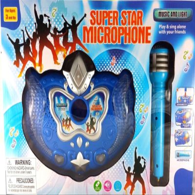 Super Star Kids Karaoke Stand Up Microphone for Kids, Support iPhone/Android Smartphones and MP3 Player (Blue)