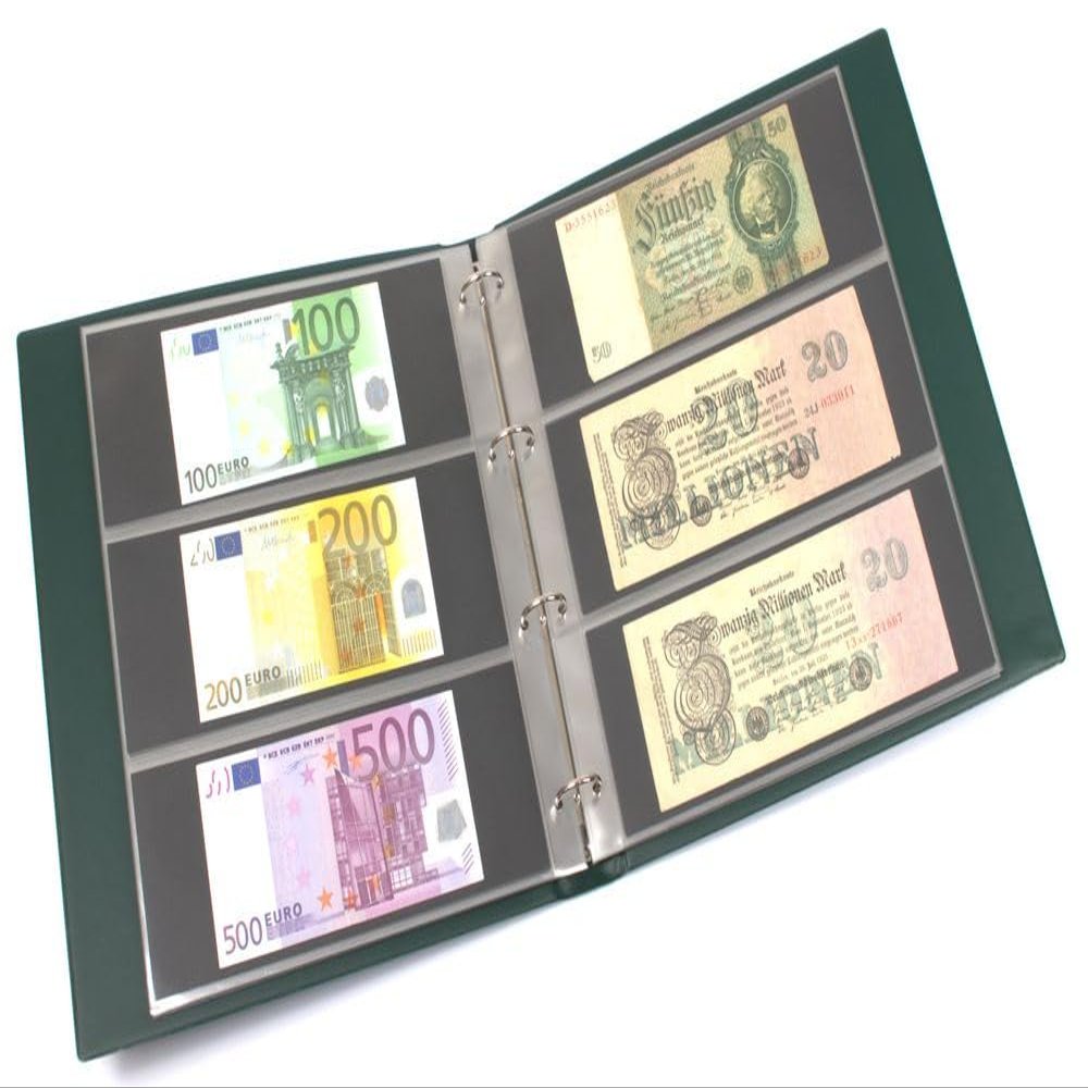 KOBRA Banknote Album in Large Format with 20 Three-Pocket Pages for 120 Banknotes