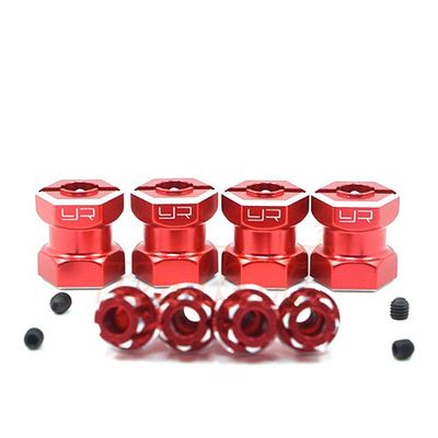 Yeah Racing Aluminum Hex Adaptor 15mm Offset For 12mm Hex Wheel Red Crawlers
