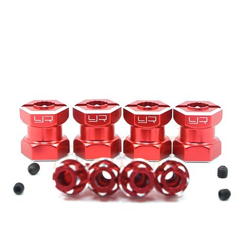 Yeah Racing Aluminum Hex Adaptor 15mm Offset For 12mm Hex Wheel Red Crawlers