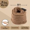 BLUE PANDA Field Day Tug of War Rope - 50 ft Brown Jute - Team Building Activity & Summer Camp Outdoor Rope with Flag & Whistle for Relay Race, Sack Race & Obstacle Course for Adults view 4