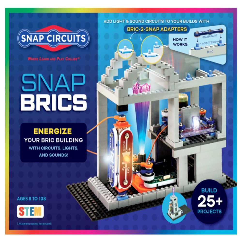 Snap Circuits BRIC: Structures | Brick & Electronics Exploration Kit | Over 20 Stem & Brick Projects | Full Color Project Manual | 20 Parts | 75 BRIC-2-Snap Adapters | 140+ BRICs