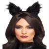 Smiffys Long Pile Fur Cat Ears, Black, Halloween Fancy Dress Accessory, Cat Dress Up Hats view 1