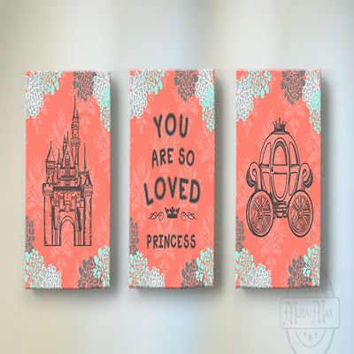 Girls Princess Canvas Castle & Floral Wall Decor - Memorable Children's Nursery Rhymes, Make Great Baby Shower Art Gifts - for Bedrooms & Playrooms - Choose from Designer Colors & Sizes