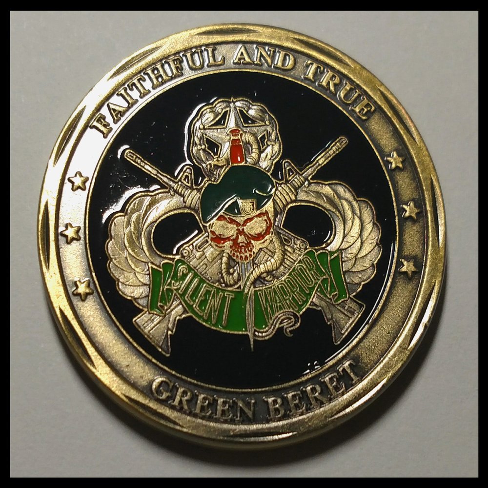 Green Beret Special Forces Liber Military Colorized Challenge Art Coin