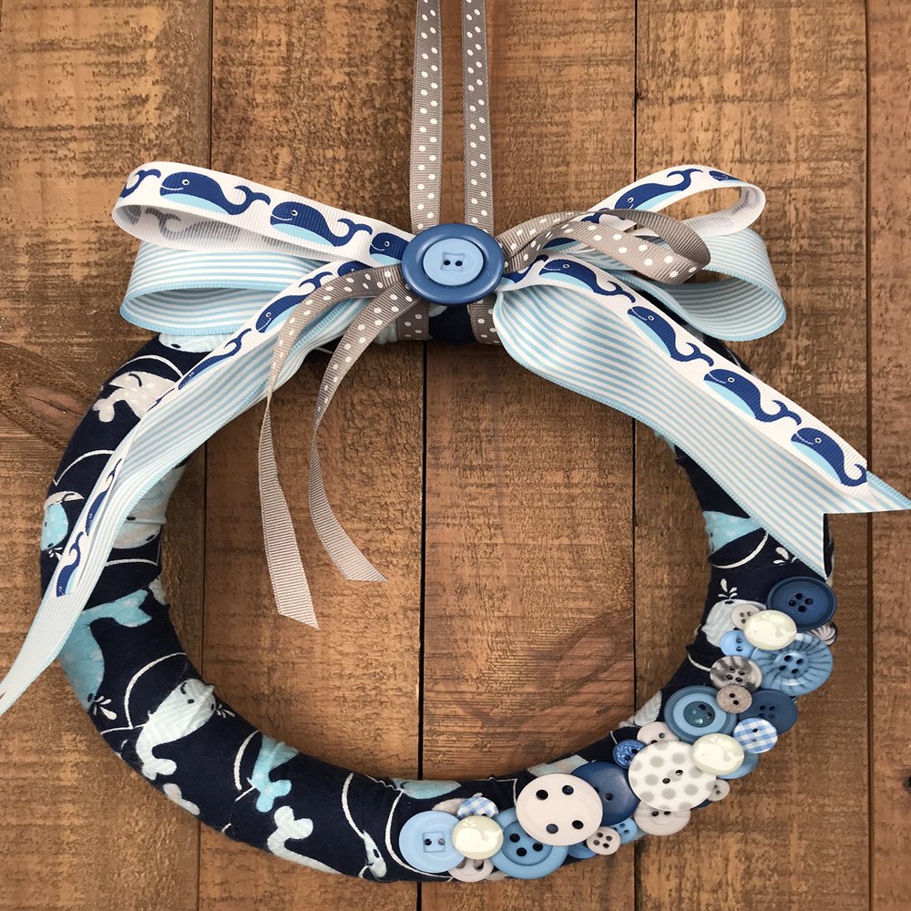 Baby Boy Whale Wreath