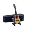 Dselvgvu Wooden Miniature Guitar with Stand and Case Mini Musical Instrument Acoustic Guitar Replica Collectible Figurines Model Home Decoration Display Ornament (Wood Color, 3.93"x1.42"x0.56") view 1