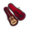 Dselvgvu Wooden Miniature Guitar with Stand and Case Mini Musical Instrument Classic Guitar Replica Collectible Figurines Model Home Decoration Display Ornament (Wood Color, 3.93"x1.42"x0.56") view 3
