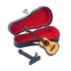 Dselvgvu Wooden Miniature Guitar with Stand and Case Mini Musical Instrument Classic Guitar Replica Collectible Figurines Model Home Decoration Display Ornament (Wood Color, 3.93"x1.42"x0.56") view 4