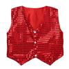dPois Girls Boys Glittery Sequins Vest Jacket Waistcoat Hip-Hop Street Dance Wear Stage Performance Costumes Red 8-9 view 1