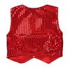 dPois Girls Boys Glittery Sequins Vest Jacket Waistcoat Hip-Hop Street Dance Wear Stage Performance Costumes Red 8-9 view 2