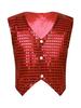 dPois Girls Boys Glittery Sequins Vest Jacket Waistcoat Hip-Hop Street Dance Wear Stage Performance Costumes Red 8-9 view 3